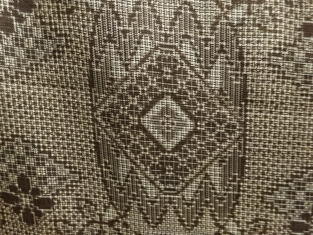 JAPANESE KIMONO / ANTIQUE MICHIYUKI COAT / SILK / DORO OSHIMA TSUMUGI / WOVEN ABSTRACT PATTERN